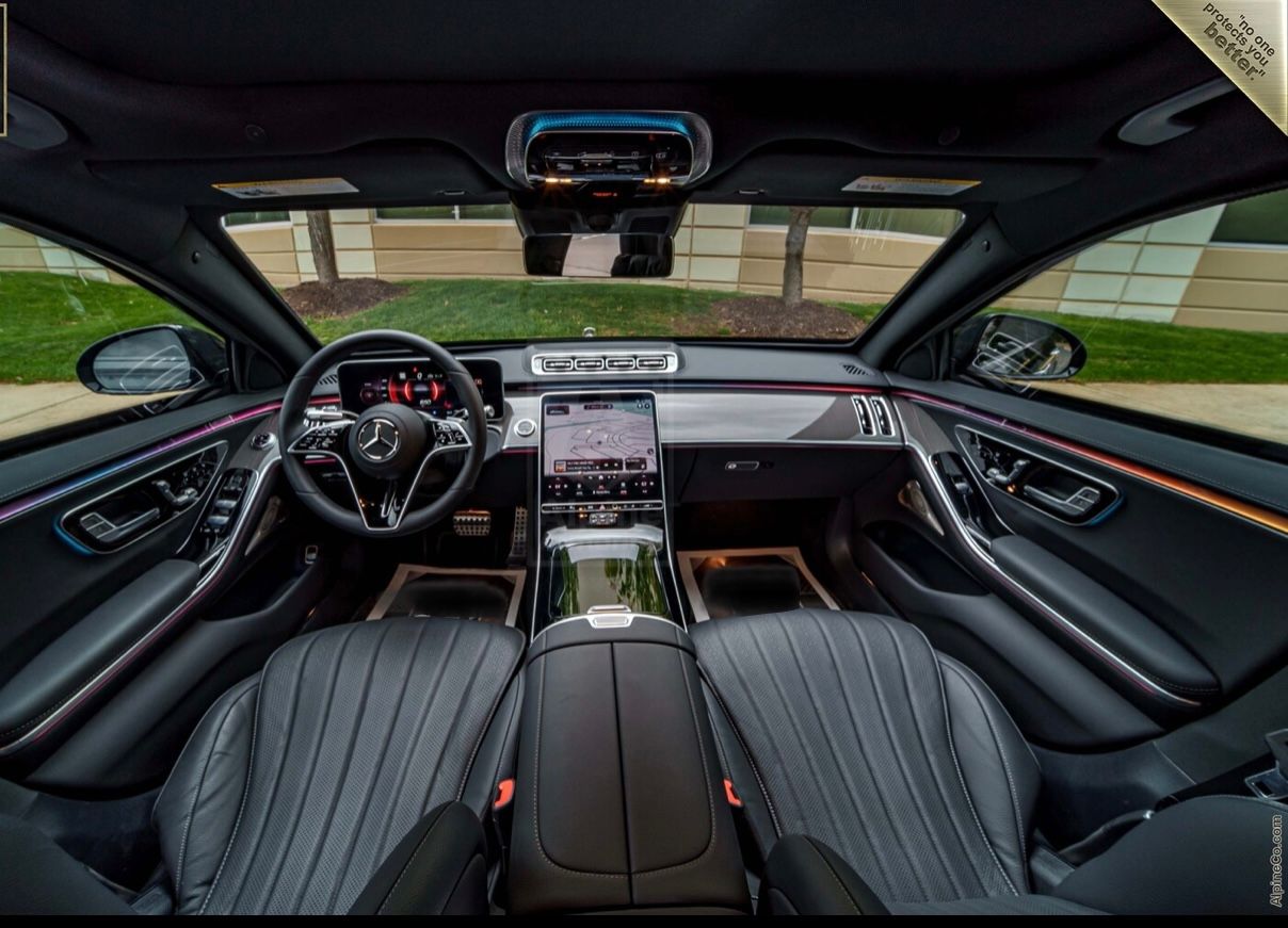 A car with the dashboard and steering wheel turned down.